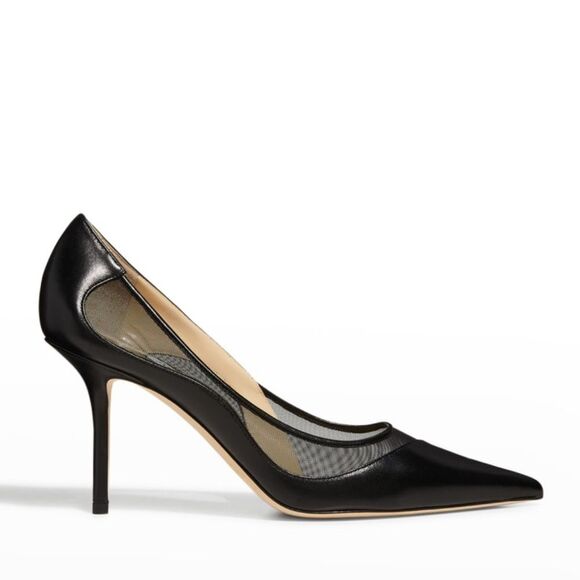 Jimmy Choo Love 85 Leather Mesh Pointed-Toe Pumps, New, Size 43